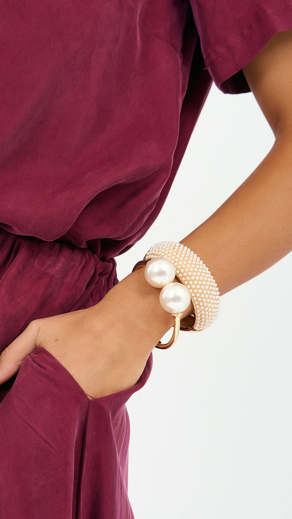 Faux Pearl Statement Bangle