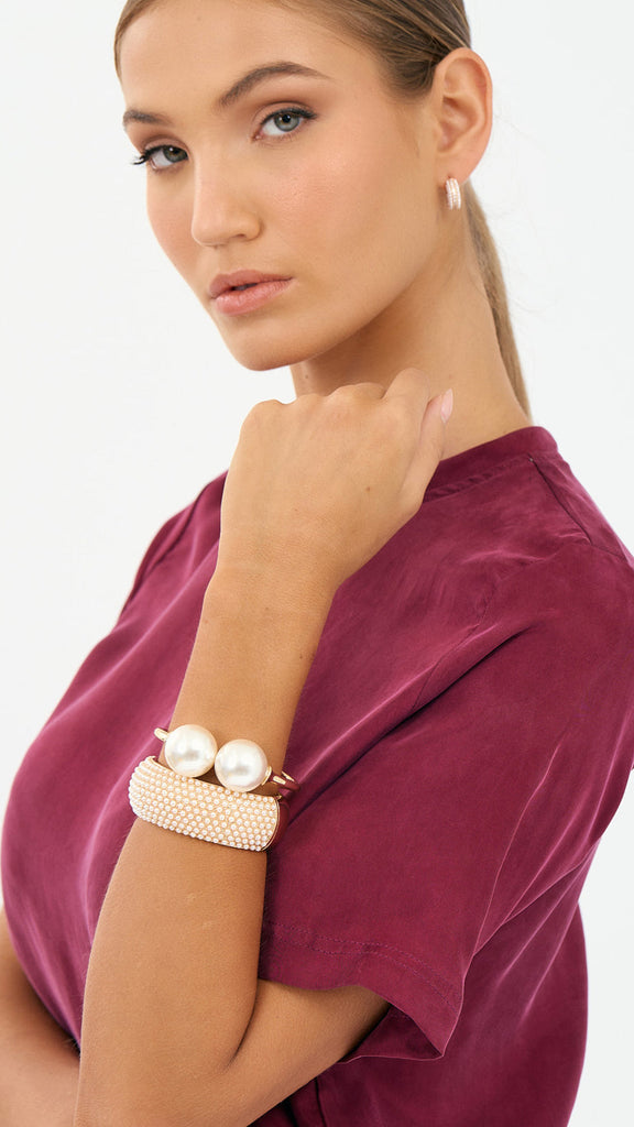 Large Faux Pearl Centre Bangle
