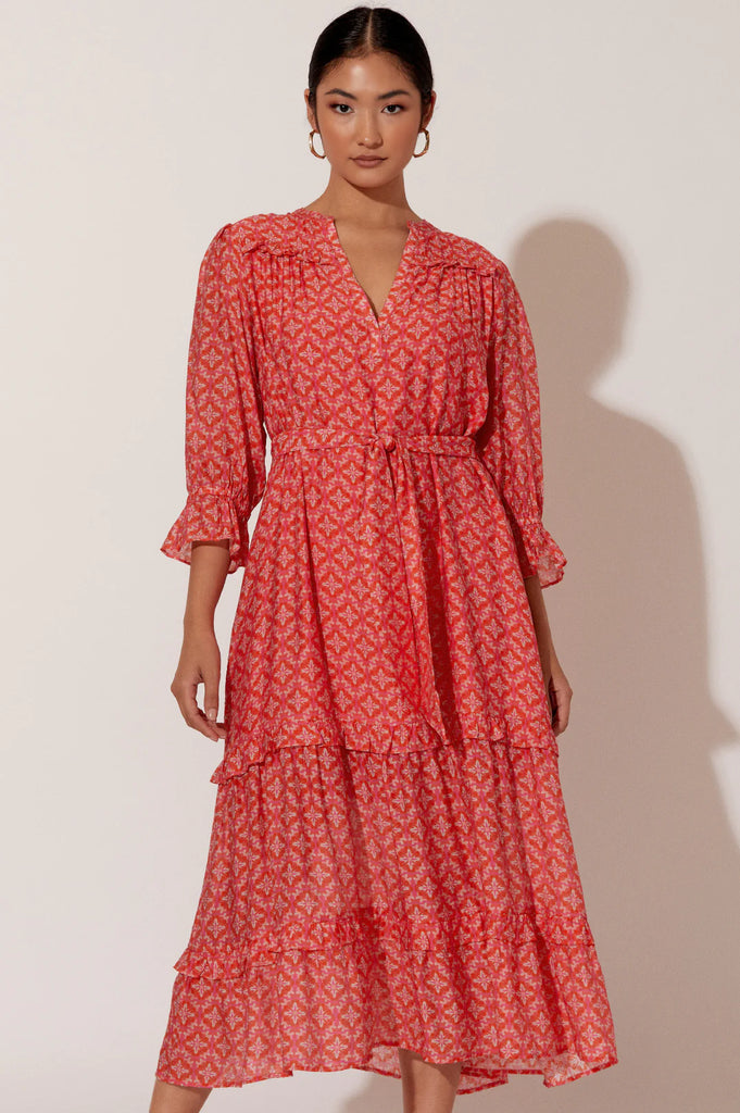 Frances Print Dress - Pink and Orange