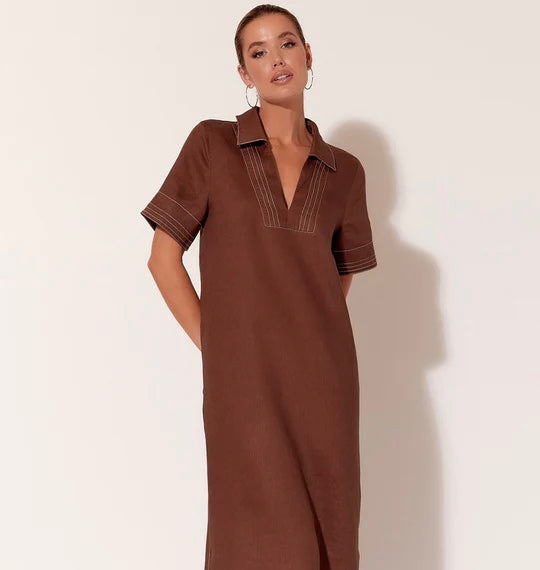 Melanie Contrast Stitch Denim or Linen