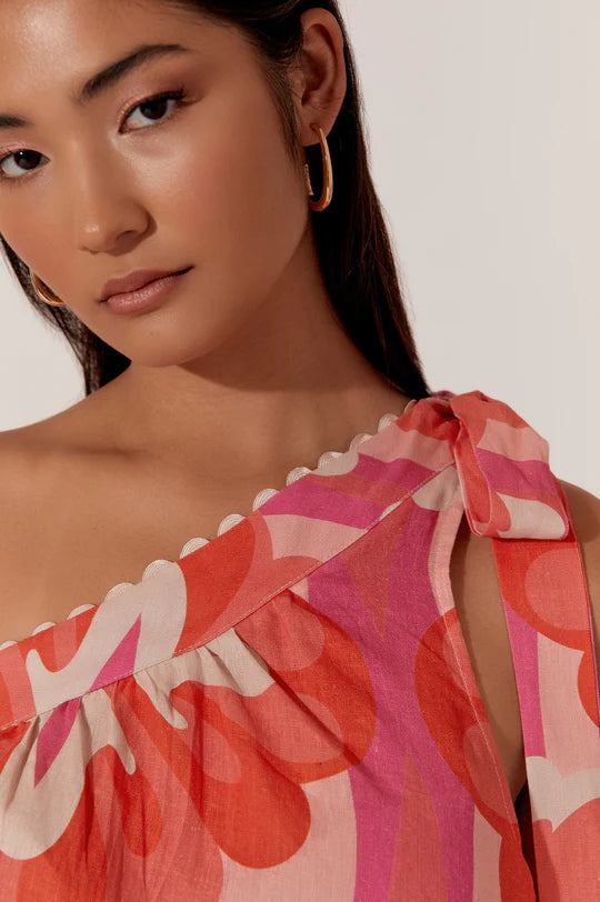 FRIDA SHORT PRINT ONE SHOULDER DRESS