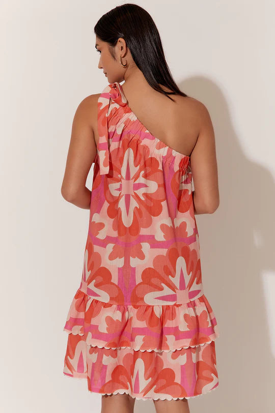 FRIDA SHORT PRINT ONE SHOULDER DRESS