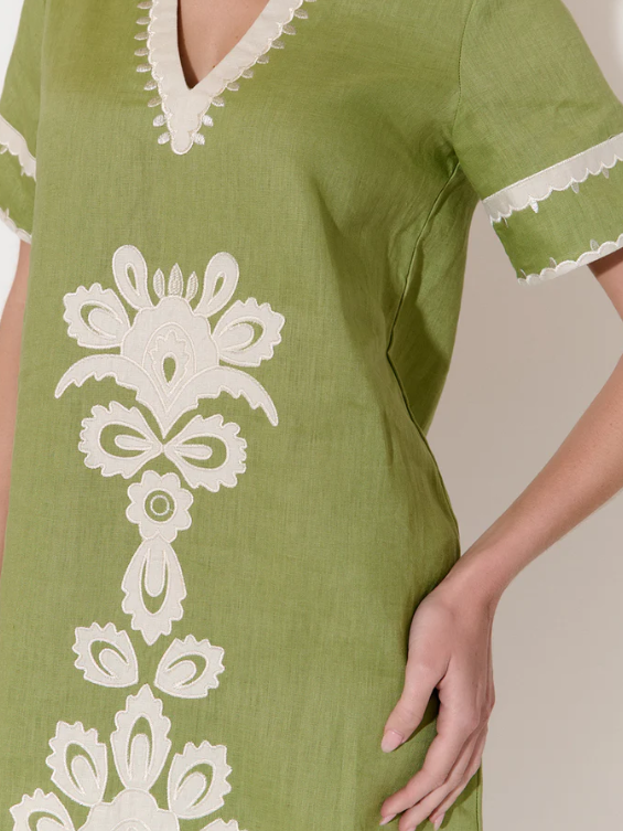 ARCHER APPLIQUE LINEN DRESS
