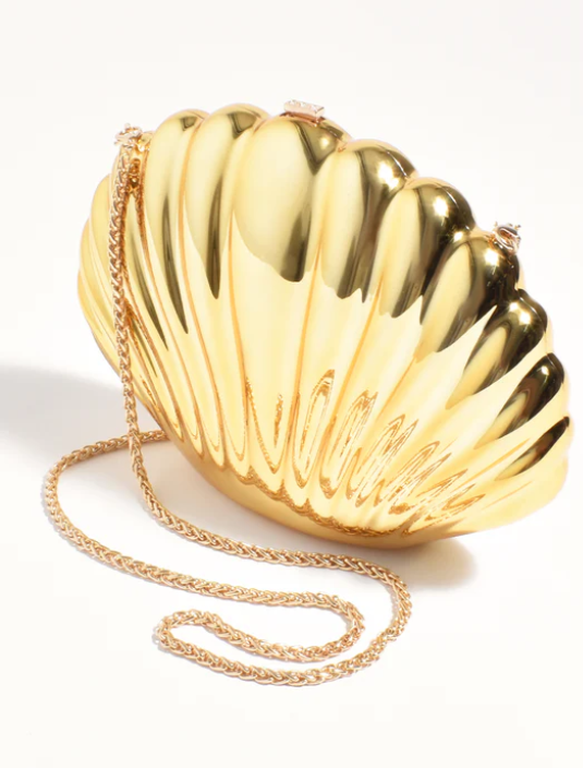 Marina Metal Shell Structured Bag | Pearls & Roses