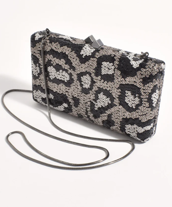 Vivie Sequin Pattern Structured Clutch