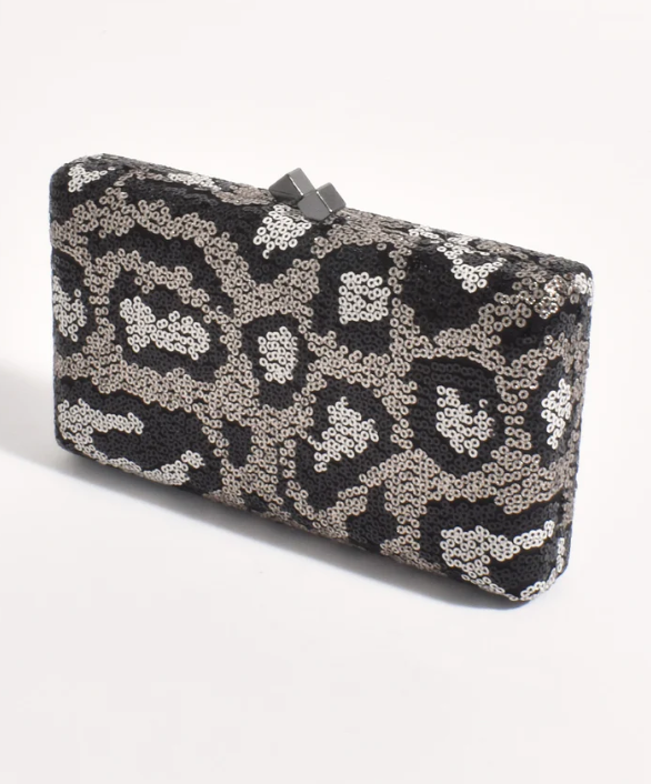 Vivie Sequin Pattern Structured Clutch