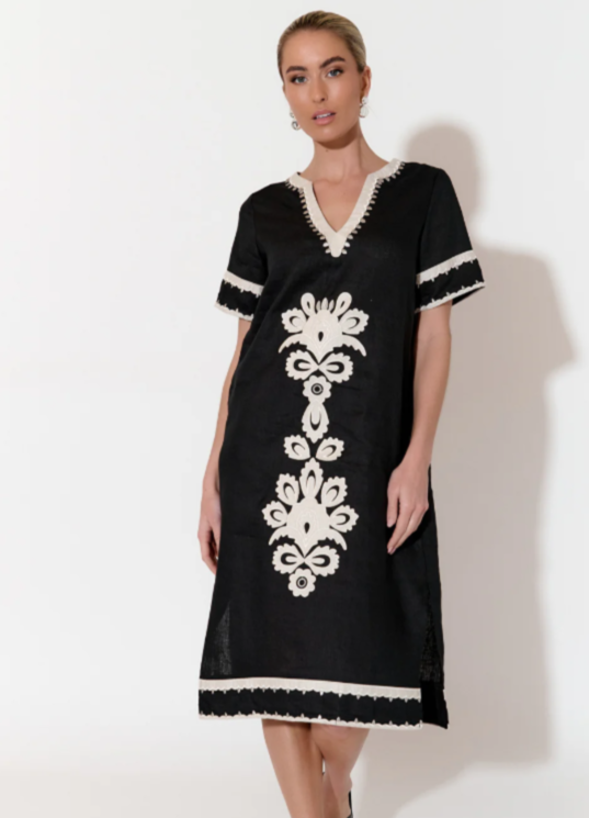 ARCHER APPLIQUE LINEN DRESS
