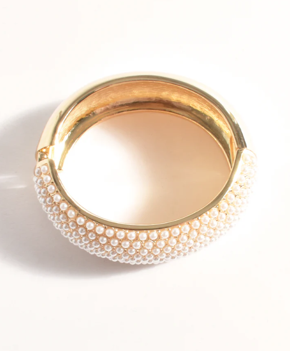 Faux Pearl Statement Bangle