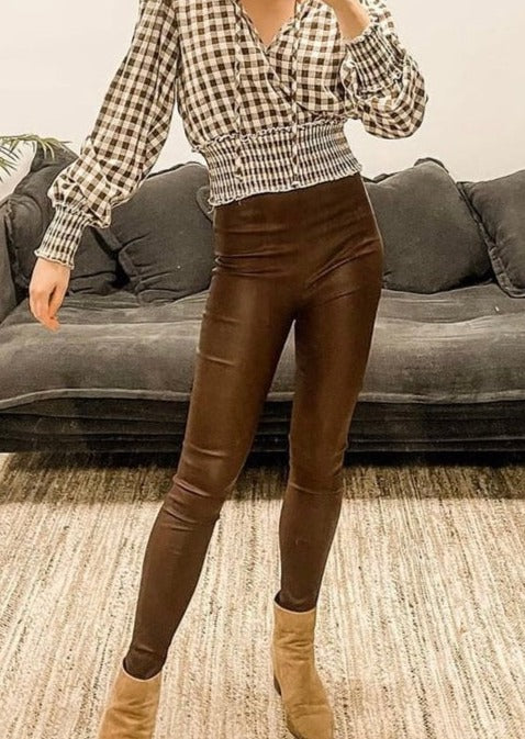 Leather Look Wax Pants