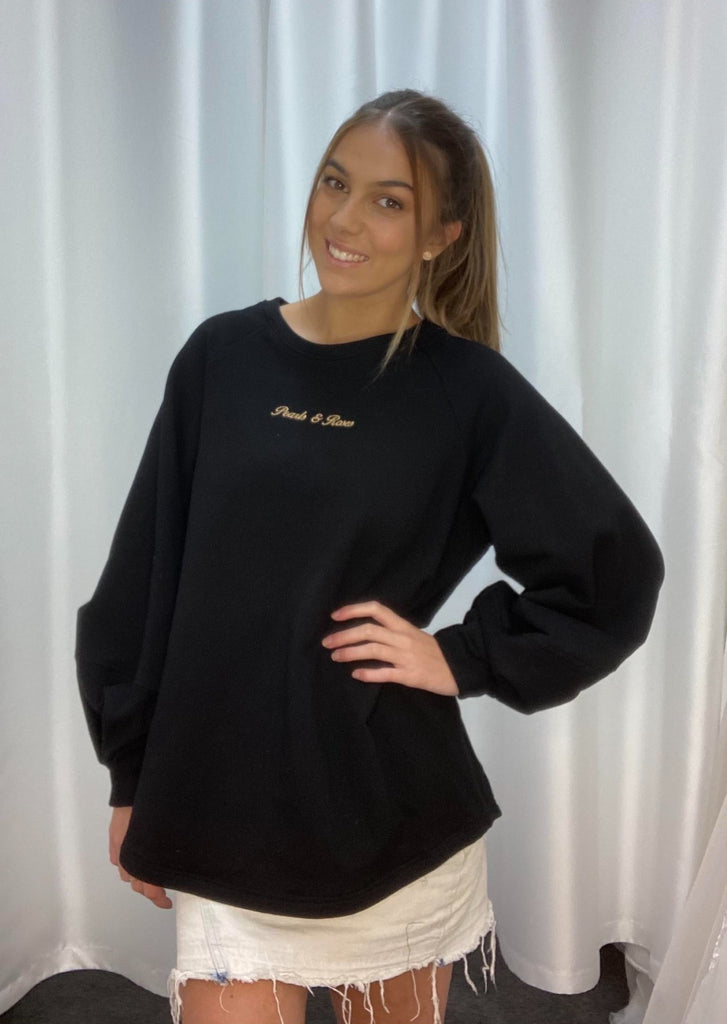 Cotton Grande Fleece Jumper - Black | Blush